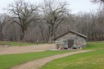 Camden State Park, Minnesota, United States. Swimming beach area and building.