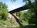 Camden State Park, Minnesota, United States. Train bridge over water.