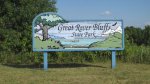 Great River Bluffs State Park, Minnesota, United States. Main park sign.