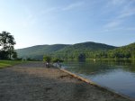 Allegheny National Forest, Pennsylvania, United States. The beach at Kiasutha Campground, Allegheny National Forest. The beach is actually poured concrete with some sand (above the waterline) and sand and/or pea-gravel on top (below the waterline). Otherwise it would be soft mud, since it is a reservoir. June 2013.