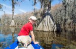 Click to enlarge Caddo Lake State Park, Texas, United States. Boat on the lake