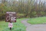 Click to enlarge High Cliff State Park, Wisconsin, United States. Sign and a trail leading to the Indian Mound Trail.