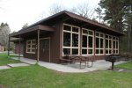Kohler-Andrae State Park, Wisconsin, United States. Shelter, picnic area, and a laundry facility on the other side of the building.