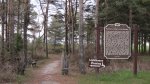 Click to enlarge Point Beach State Forest, Wisconsin, United States. Trail and sign leading to the Rawley Point Lighthouse.