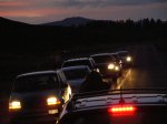 Click to enlarge Yellowstone National Park, Wyoming, United States. Bison driving in the correct lane